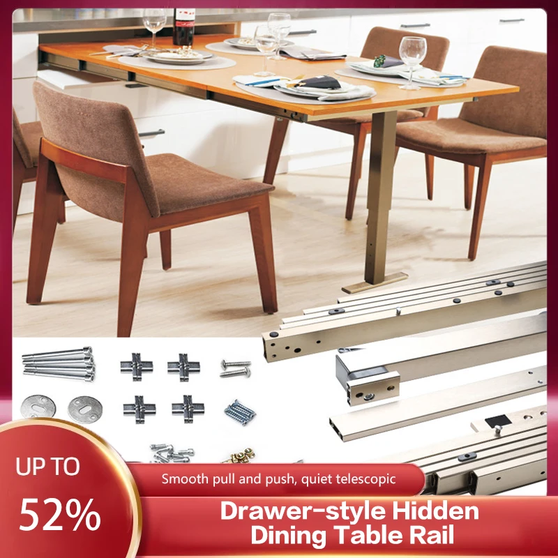 New Invisible Single Leg Push Pull Folding Table Slide Rail Multi Section Drawer Type Telescopic Hardware For Space Saver