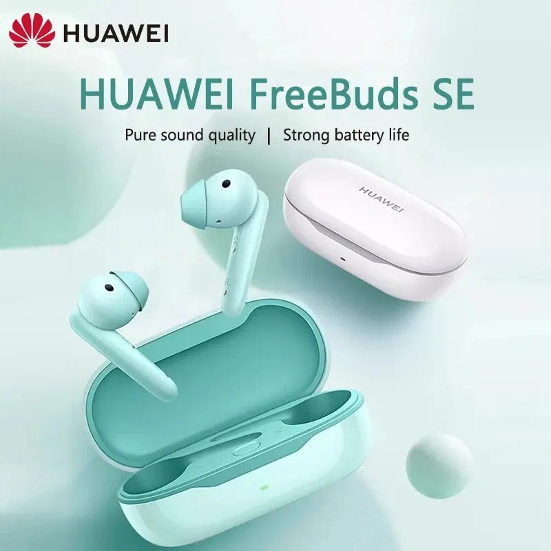 Huawei FreeBuds Se headphone nirkabel Bluetooth 5.2, Earphone panggilan peredam kebisingan TWS 10mm Headset Dinamis Pro