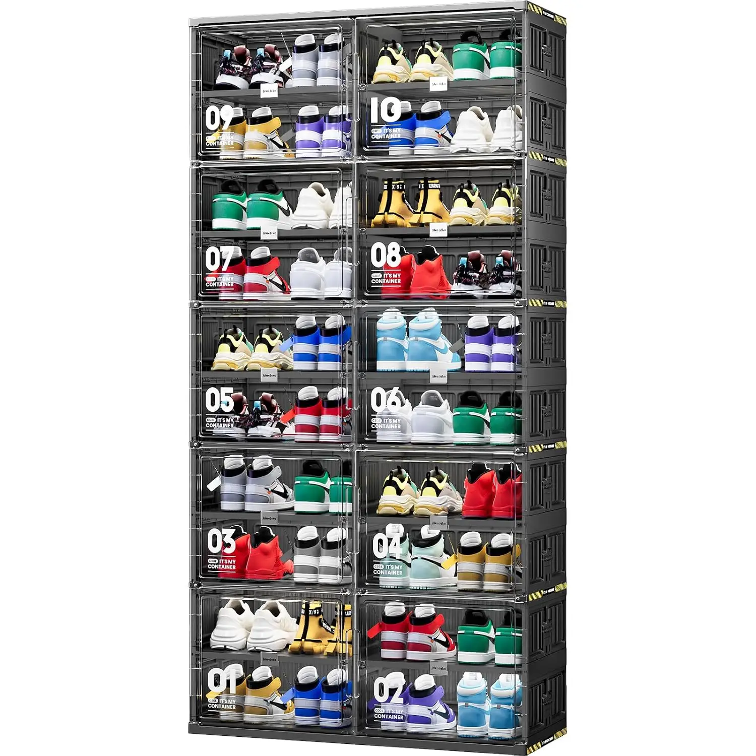 Foldable 10-Tier Shoe Storage Cabinet with Magnetic Doors, Collapsible Shoe Rack for Closet & Entryway, Fits 40 Pairs, Customize