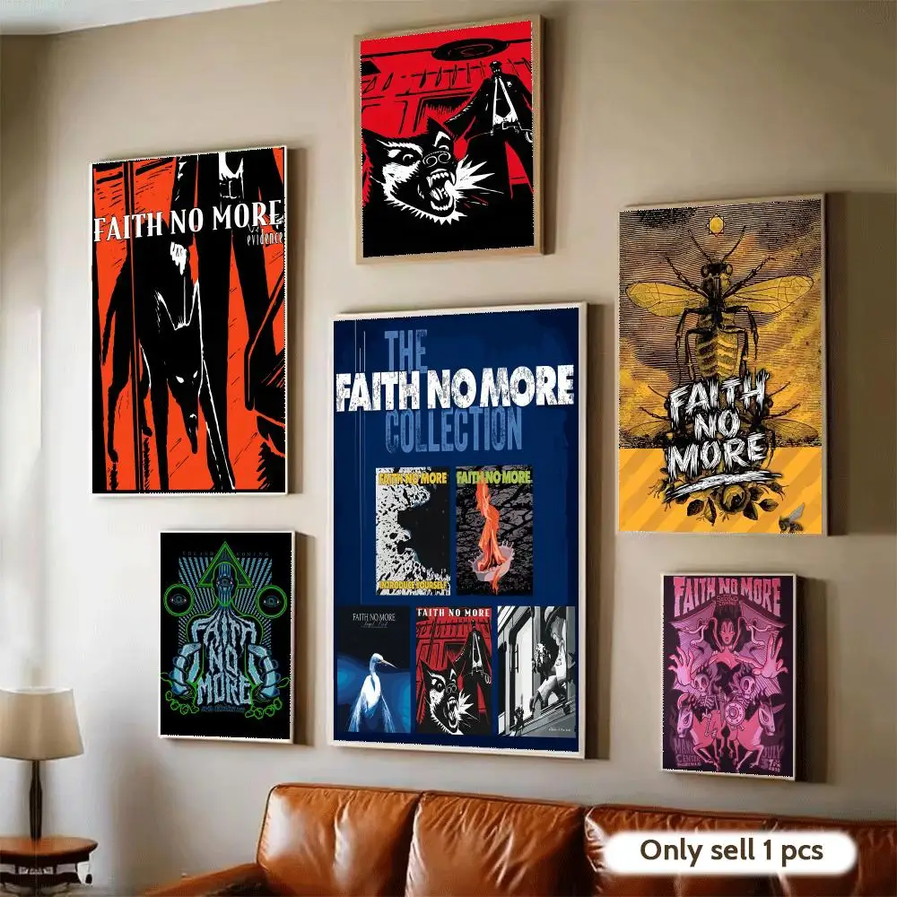 Rock Band F-Faith No More Poster Modern Self-Adhesive Art Wall Decals for Bedroom & Living Room Home Decor, Great Gift Idea