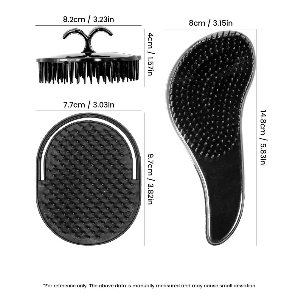 Glitter Black Comb – Unique Detangling Combs, Anti - Static, Ergonomic Grip – Salon & Home for Curly/Thick Hair – Styling Tools