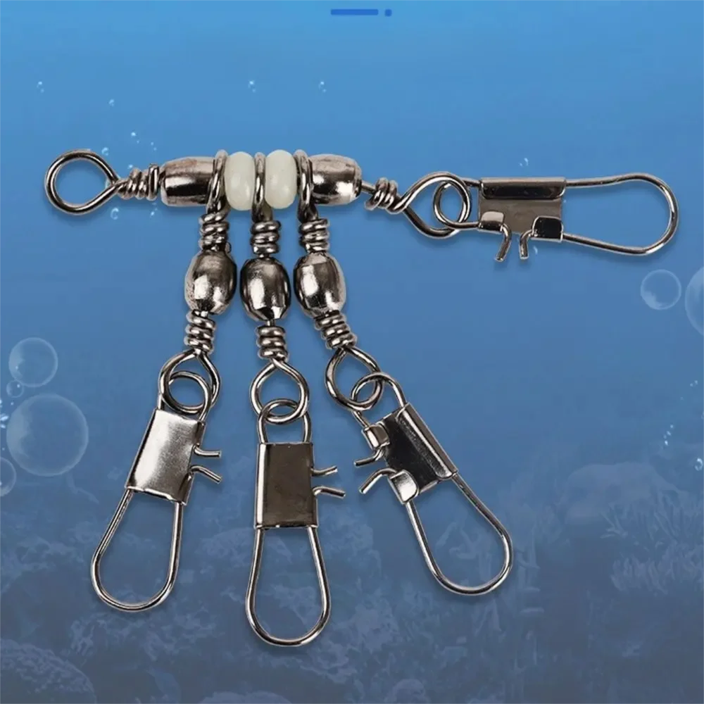 10 قطعة 3-Way الفولاذ المقاوم للصدأ الصيد المفاجئة موصل مع دبوس الصلبة حلقة وصلة دوّارة لصيد الأسماك تحمل برميل دائم الثقيلة الكرة #1