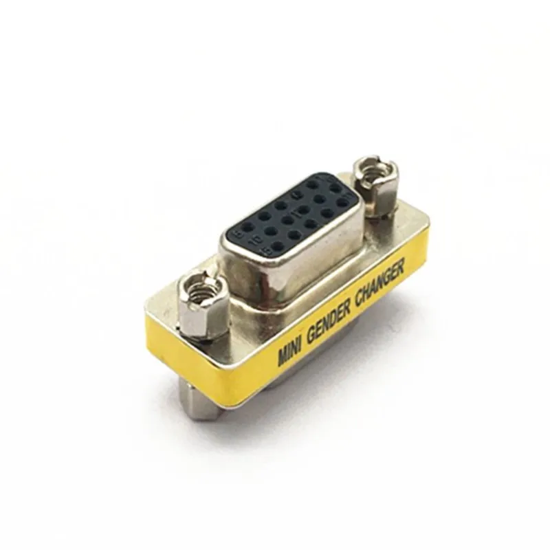 15pin Double Female D-Sub to Female Plug MINI VGA Connector  Changer Adapter for VGA Extension Cable Cord E4