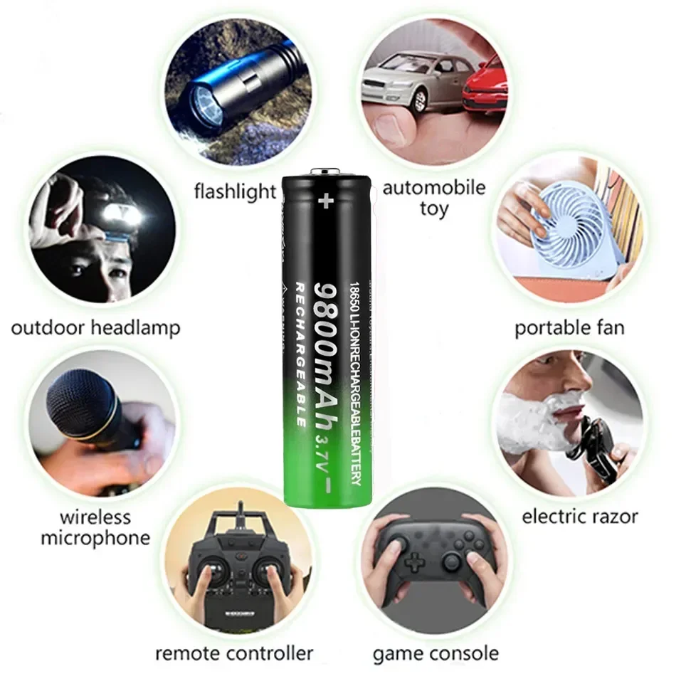 Extended Runtime Rechargeable Battery for Flashlight and Headlamp - 9800 18650 Lithium Ion