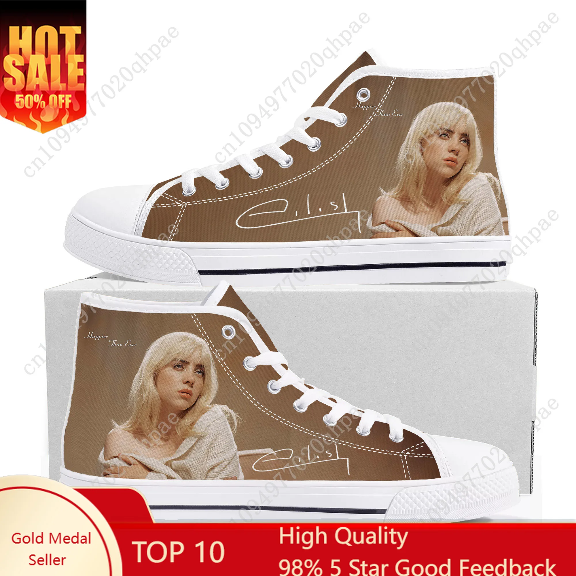 

Billie Eilish High Top Sneakers Mens Womens Teenager High Quality Canvas Sneaker 3D Print Casual Couple Shoes Personalized Shoe