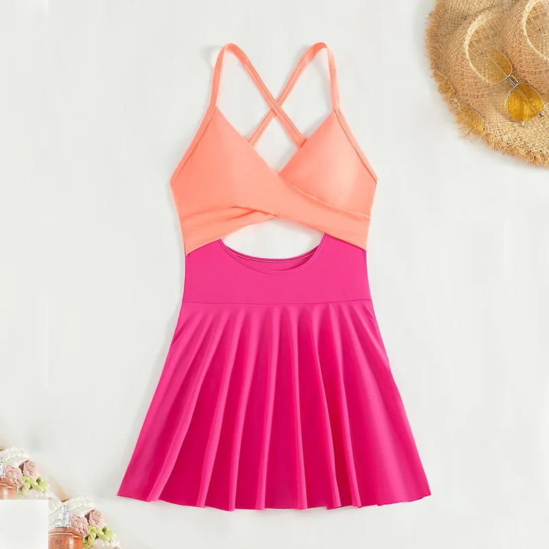 Swimsuit Bikinis Set One-piece Female Solid Color Hollow Sexy Suspender Suitable Swimming Wading Sports Modern Stylish