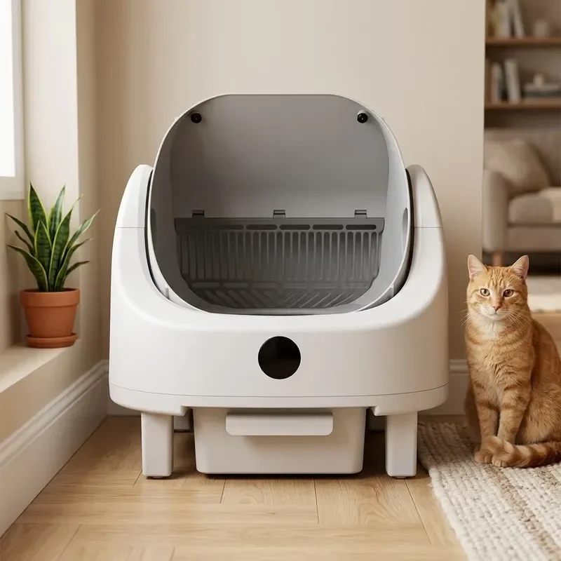 Smart WiFi Cat Litter Box Automatic Self Cleaning Large Capacity Low Noise Deodorizing Pet Toilet App Remote Control Open Top