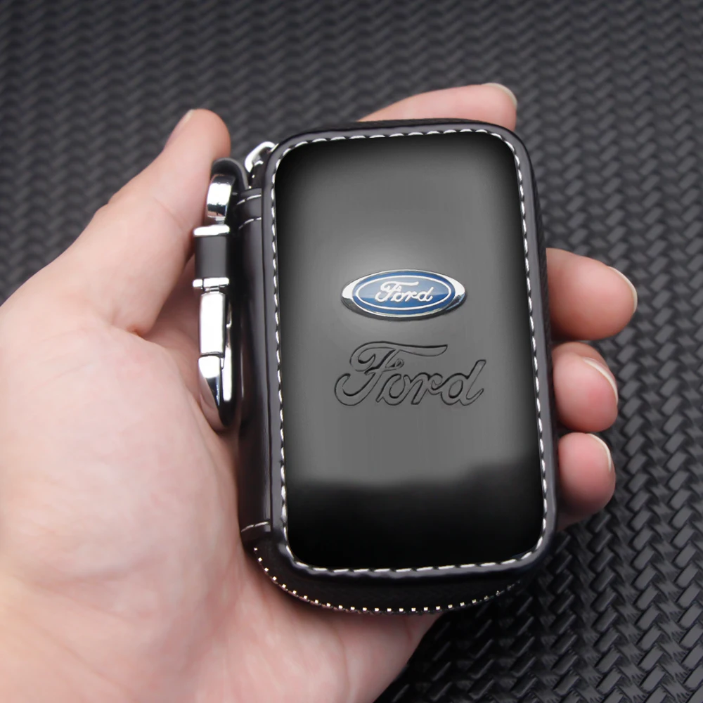 PU Luxury Leather Car Logo Keychain Key Rings Key Holder Accessories For Ford Ranger Focus Kuga Mustang Mondeo Fusion Escort