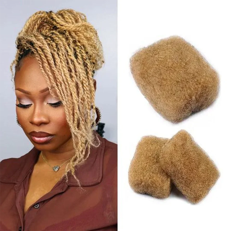 Afro Kinky Bulk Extensions de cheveux bouclés pour tresses, Dreadlocks Twist Locs, 100% cheveux humains, document naturel