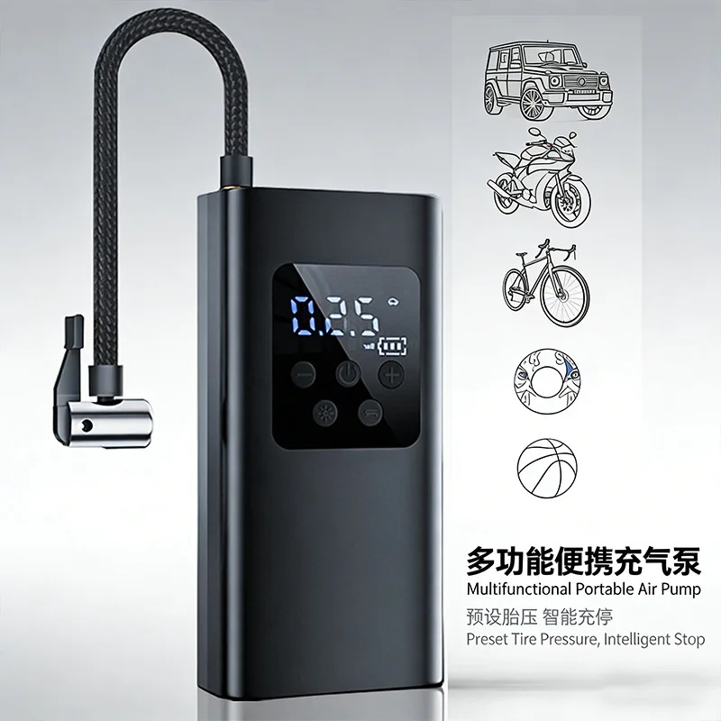 Car Air Pump, Mini Portable Wireless Tire Inflator, Digital Electric Pump for Auto SUV Motorcycle Bike Bicycle
