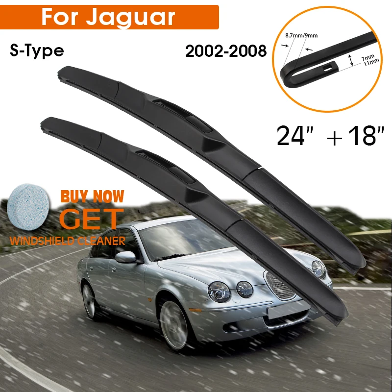 

Car Wiper Blade For Jaguar S-Type 2002-2008 Windshield Rubber Silicon Refill Front Window Wiper 24"+18" LHD RHD Auto Accessories