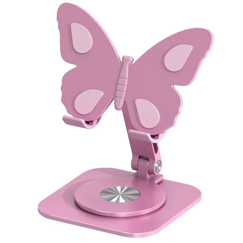 Aluminum Alloy Desk Phone Holder, Butterfly Folding Design, 360 Degree Rotating Adjustable For Devices Up To 8Inches-AAAE