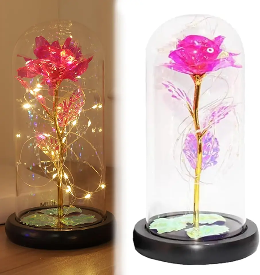 Artificial Glass Flower with Eternal Rose of the LED Light for