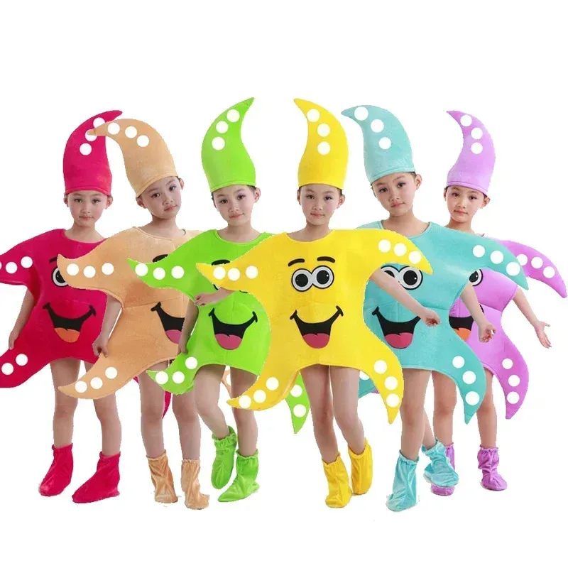 Child Kid Starfish Hippocampus SeaHorse Costume Halloween Party Cosplay Marine Animal Costume Clothes For Boy or Girl R