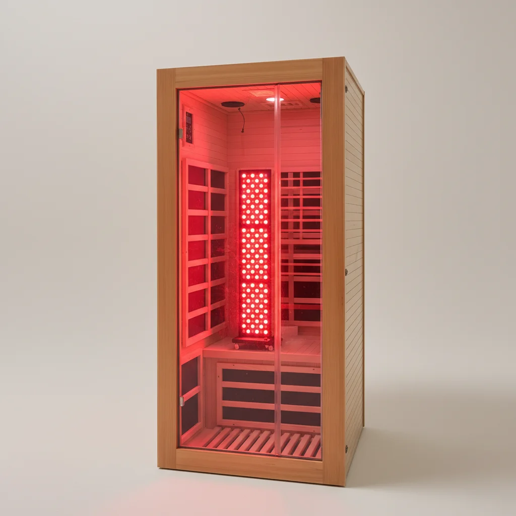 Infrared Sauna Room With Internal Power Socket And Detachable Red Light Therapy Panel