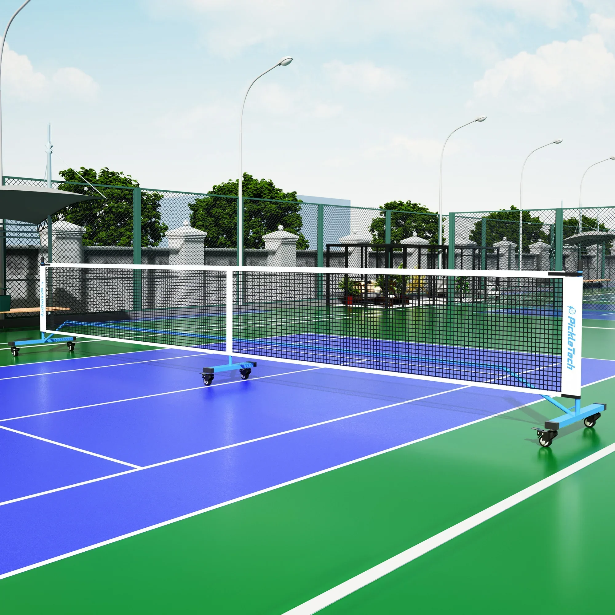 Heavy Duty Wheeled Pickleball Net Portable Foldable Stable Outdoor Sports Pickleball Training Competition Net