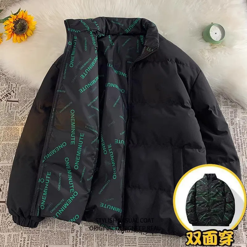 Winter neue Männer doppelseitige tragen Parkas Herren Trend Stand Fleece verdicken Jacke übergroße warme feste Mantel koreanische Paar Jacken