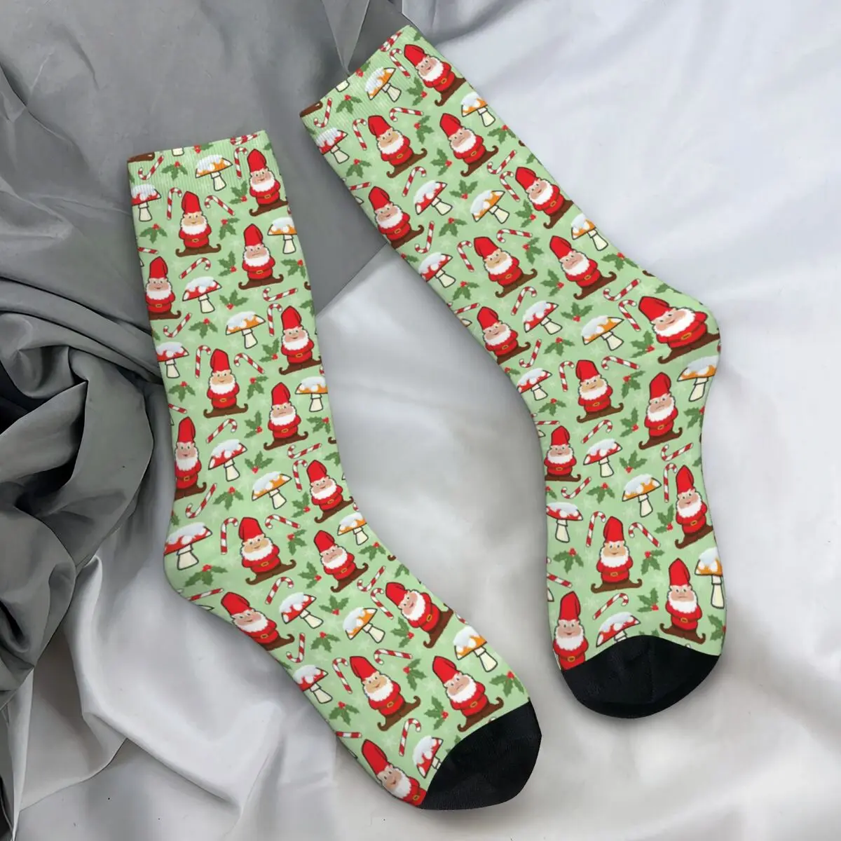 Christmas Santa Gnomes Socks Funny Stockings Men Medium Soft Outdoor Socks Autumn Pattern Anti Skid Socks