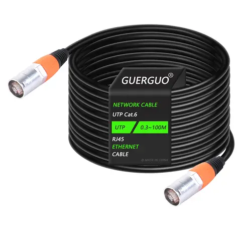 0.3M-100M Unshielded CAT6 Ethercon Cable RJ45 Zinc Alloy Plug Indoor/Outdoor LAN Network UTP Cable-Use for Audio & Lighting