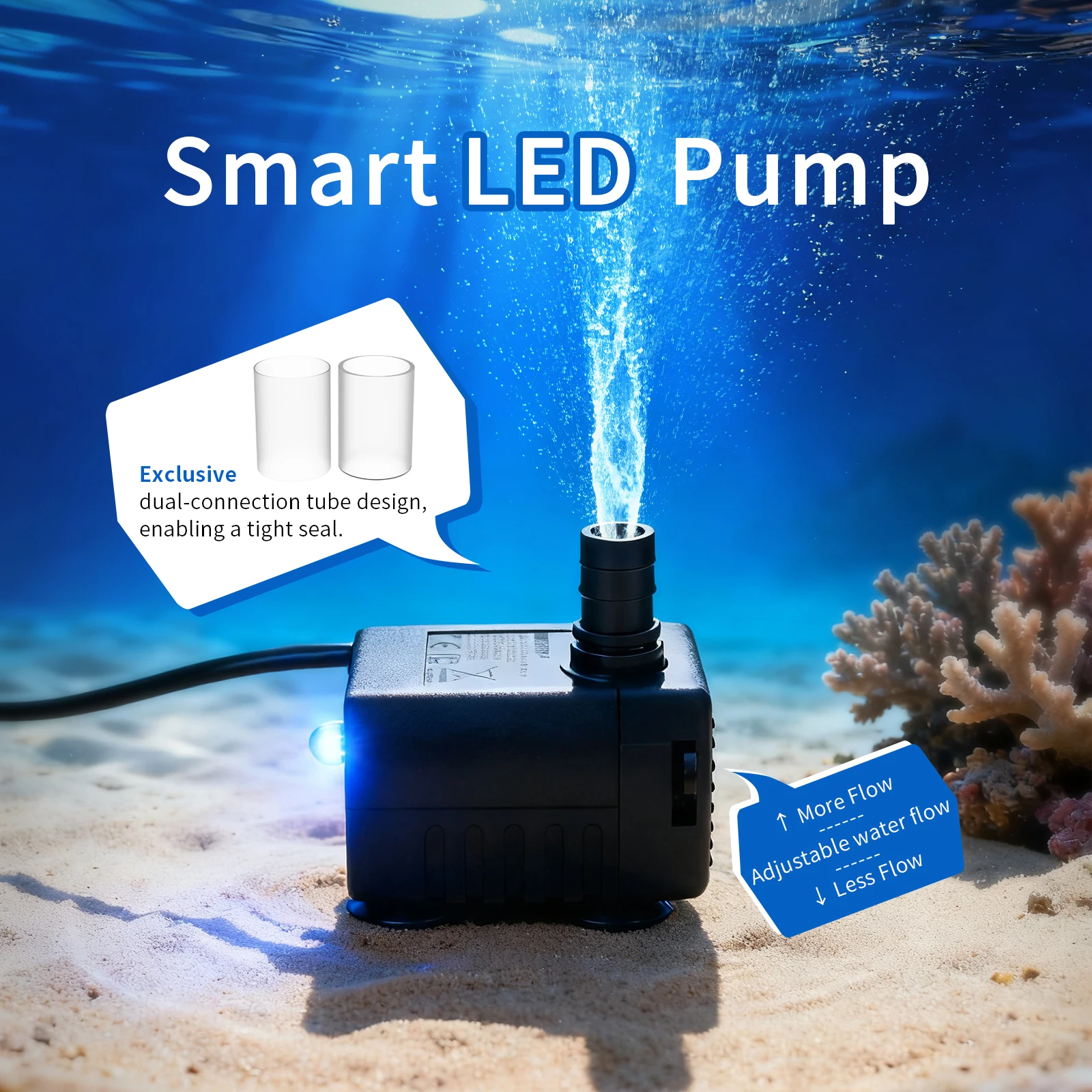 1-teilige, ultraeffiziente, leise USB-Wasserbrunnenpumpe für Haustiere mit LED-Anzeigeleuchte für Wasserbrunnen für Katzen, Premium-Ersatz – Detail 1