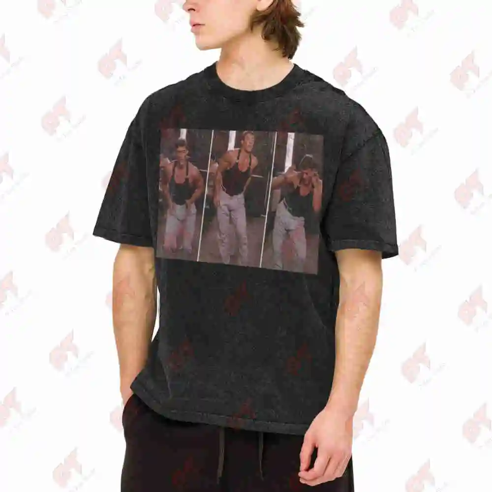 Jean Claude Van Damme Kickboxer Split Vintage Washed Tee Pure Cotton T-Shirt