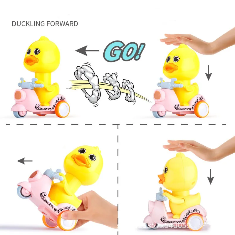 Children\'s push back toy car boys and girls cartoon duckling model toy