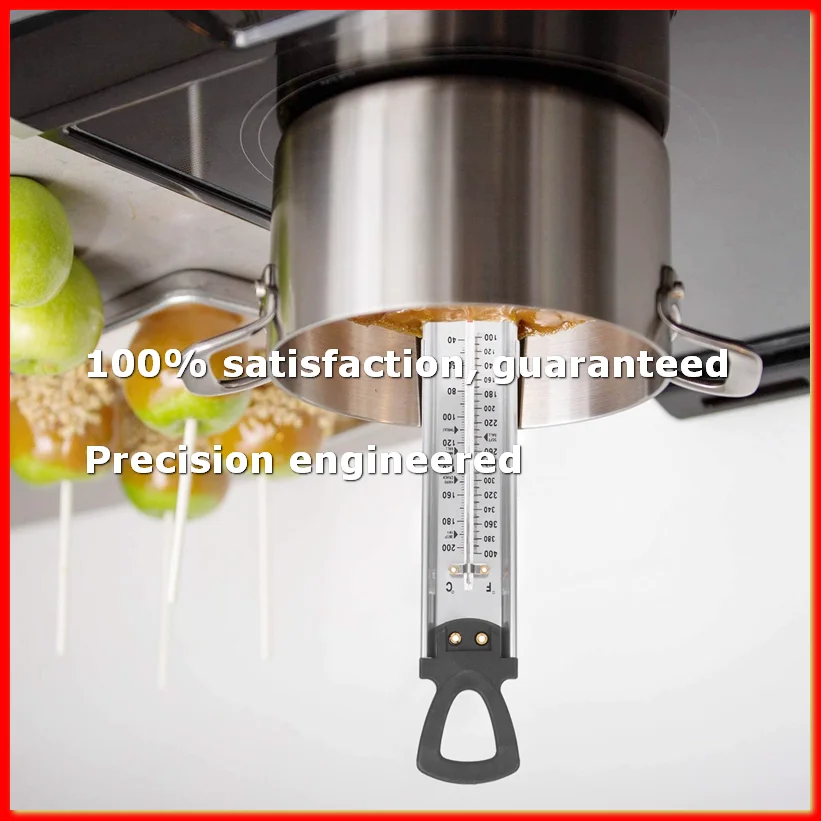 Candy/Jelly/Deep Fry Thermometer, Stainless Steel, with Pot Clip Attachment and Quick Reference Temperature Guide-A73M