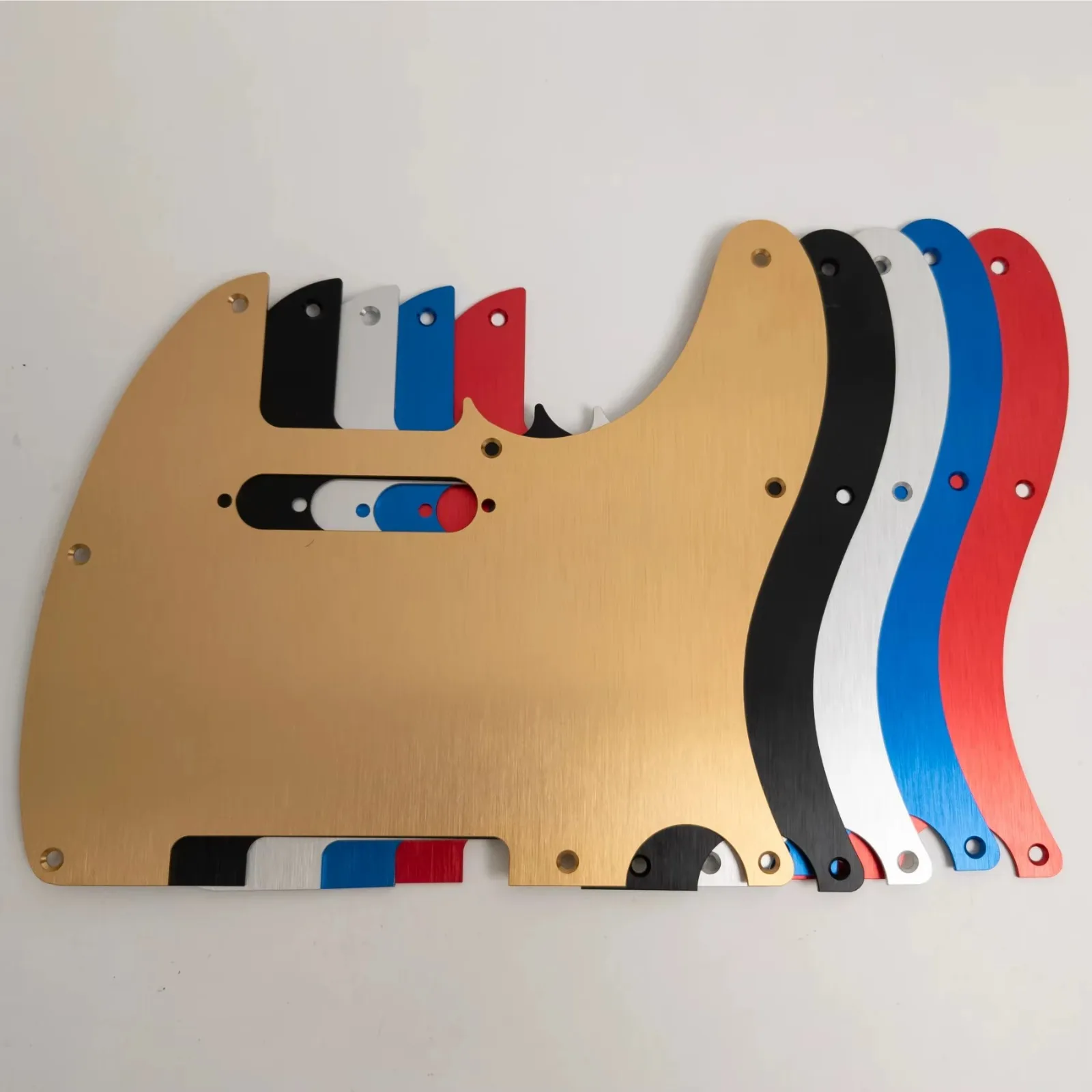 8 Hole Electric Guitar Pickguard Brushed Aluminum Scratch Plate with Mounting Screws Replacement Parts
