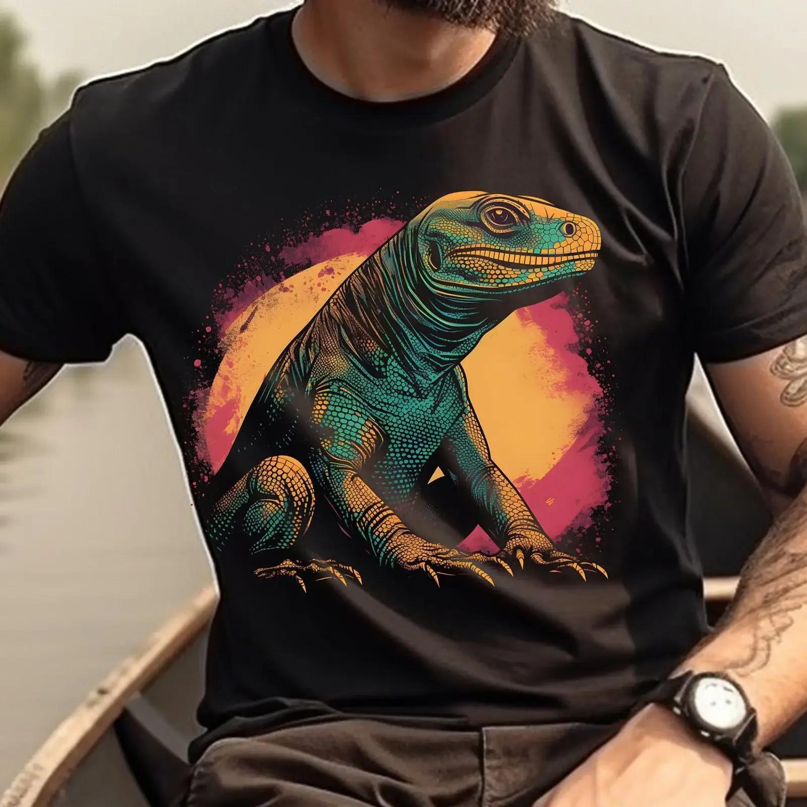 Komodo Dragon T Shirt vintage Washed Breathable Stylish graphic Soft Unisex Casual designer clothes Top For Everyday Wear