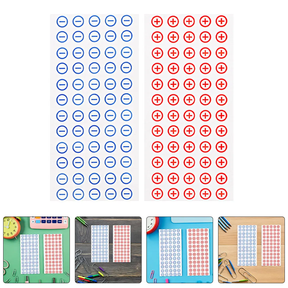 

6 Sheets 12Mm Polarity Stickers Self Adhesive Red Blue Positive Negative Battery Electrode Labels Electrical Panel Safety