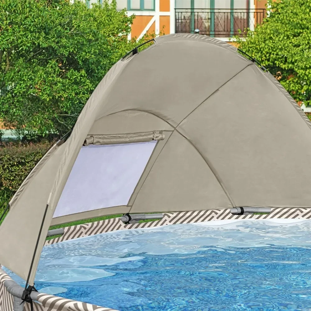 Steel13 x 42 inch Round Above Ground, 2,941 Gallon Pool Set with Durapau's Liner, Pool Filter, Canopy, Ladder, and Repair Patch