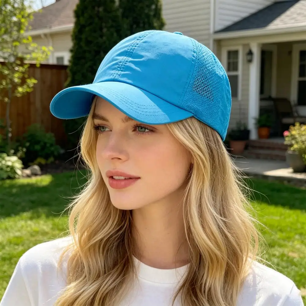Summer Quick-drying Cap Women Baseball Cap with Adjustable Elastic Straps Quick-drying Sun Hat for Running Yoga Criss-cross