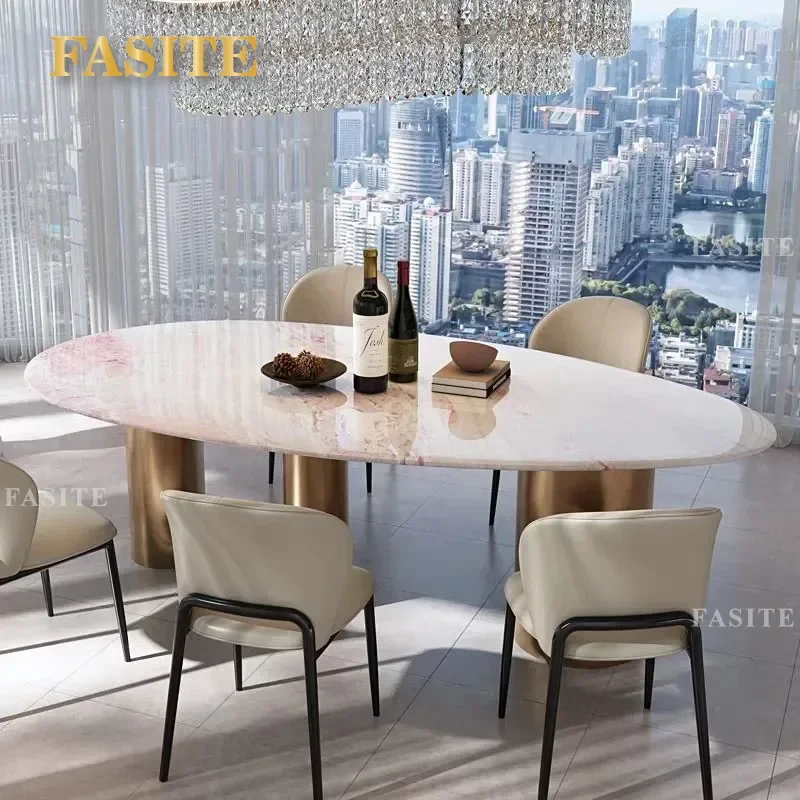 For Natural Marble Dining Table Drop Shaped Oval Light Luxury High End Villa Furniture Modern Home Decor