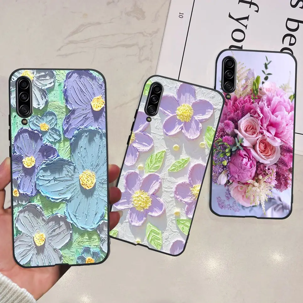 For Samsung Galaxy A90 5G Phone Case Samsung A90 SM-A908B 5G Flower Butterfly Woman Fashion Soft TPU Bumper Transparent Silicone