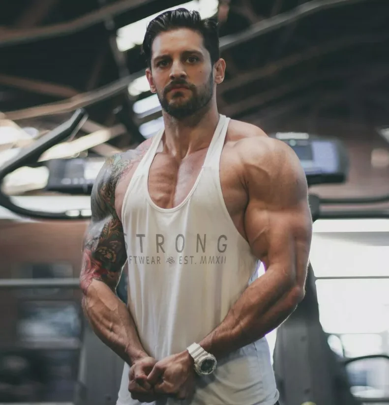 

New Men's Gym Vest Vest Muscle Top Fitness Bodybuilding Training Vest 100% Cotton Breathable Best-selling Style Recommendation