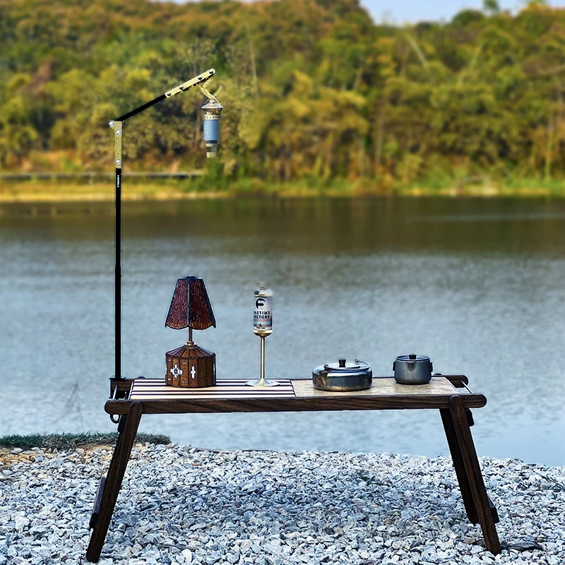 

Portable Adjustable Outdoor Camping Lamp Stand: Aluminum Alloy Body with Hand-Hammered Copper Accents, Easy to Store