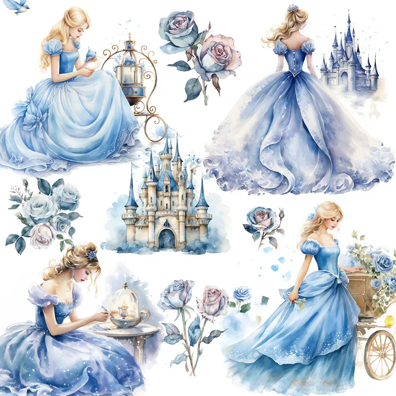 10 sztuk/paczka niebieska naklejka różana dziewczyna wyroby Scrapbooking DIY Album śmieci dziennik dekoracyjne naklejki