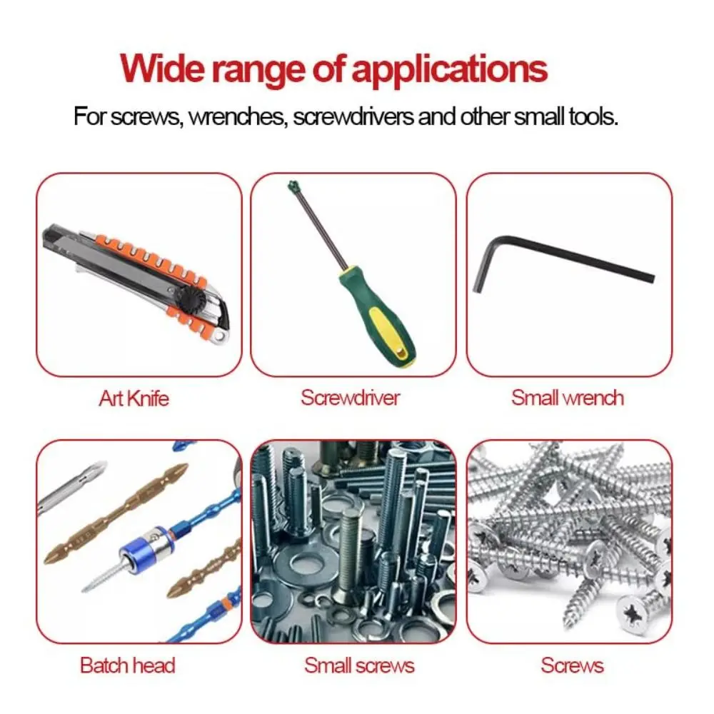 3-Row 6-Magnet Magnetic Wristband Hook-and-Loop Strap Black Magnetic Tool Holder Heavy Duty Powerful Magnet Wrist Tool Holder