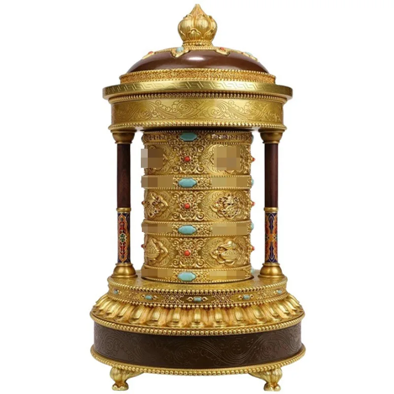 Pure copper electric rotating ornament Xizang household Huibao exquisite workmanship Buddha front home ornament
