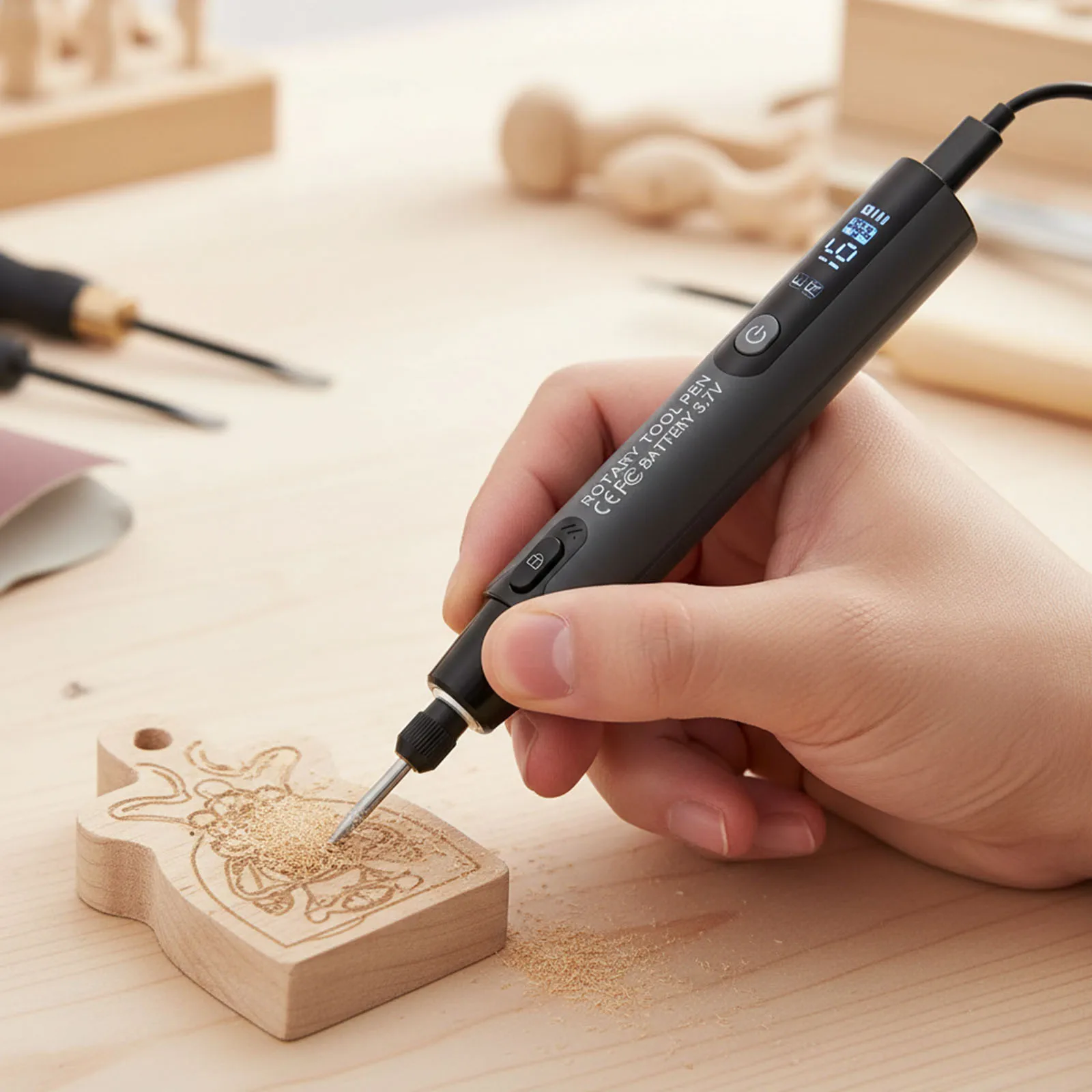39Pcs Portable Cordless Engraving Pen with LED Digital Display Mini Electric Rotary Tool Kit for Jewelry Making Handcrafting