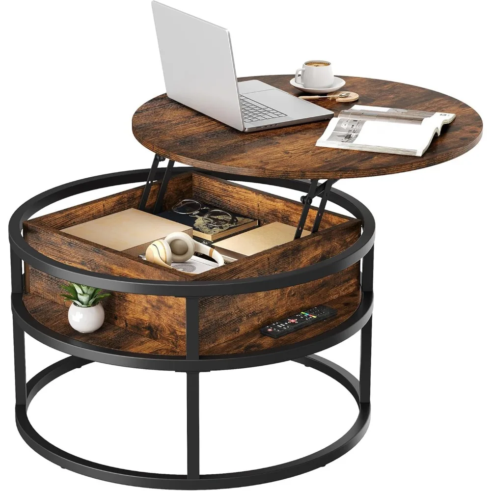 

Round Lift Top Coffee Table with Storage, Coffee Tables for Living Room with Hidden Storage Compartment, Modern Coffee