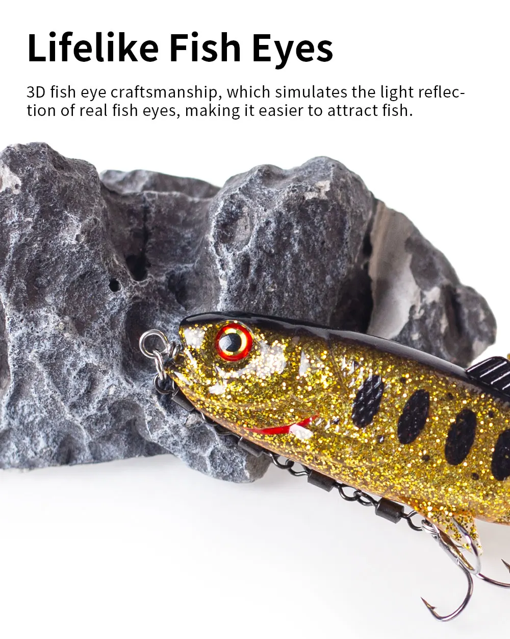 Hanlin 13,5cm/27g Weichköder T-Schwanz Angelköder Bluegill Swimbaits Silikon Goby Jig Pailletten Sinkender Minnow für Hecht und Barsch – Detail 7