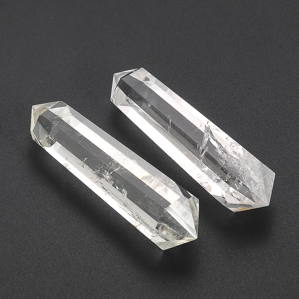 75MM Natural Semi-precious Stones White Crystal Quartz Double Pointed Prism Herkimer Diamond Crafts Specimen Energy Reiki Decor