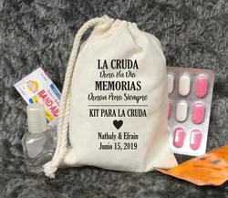 20 PCS Personalised La Cruda Hangover Kit Bags - Bachelorette Party Bags - Hangover Only last a day bags - Adios Hangover Bags -