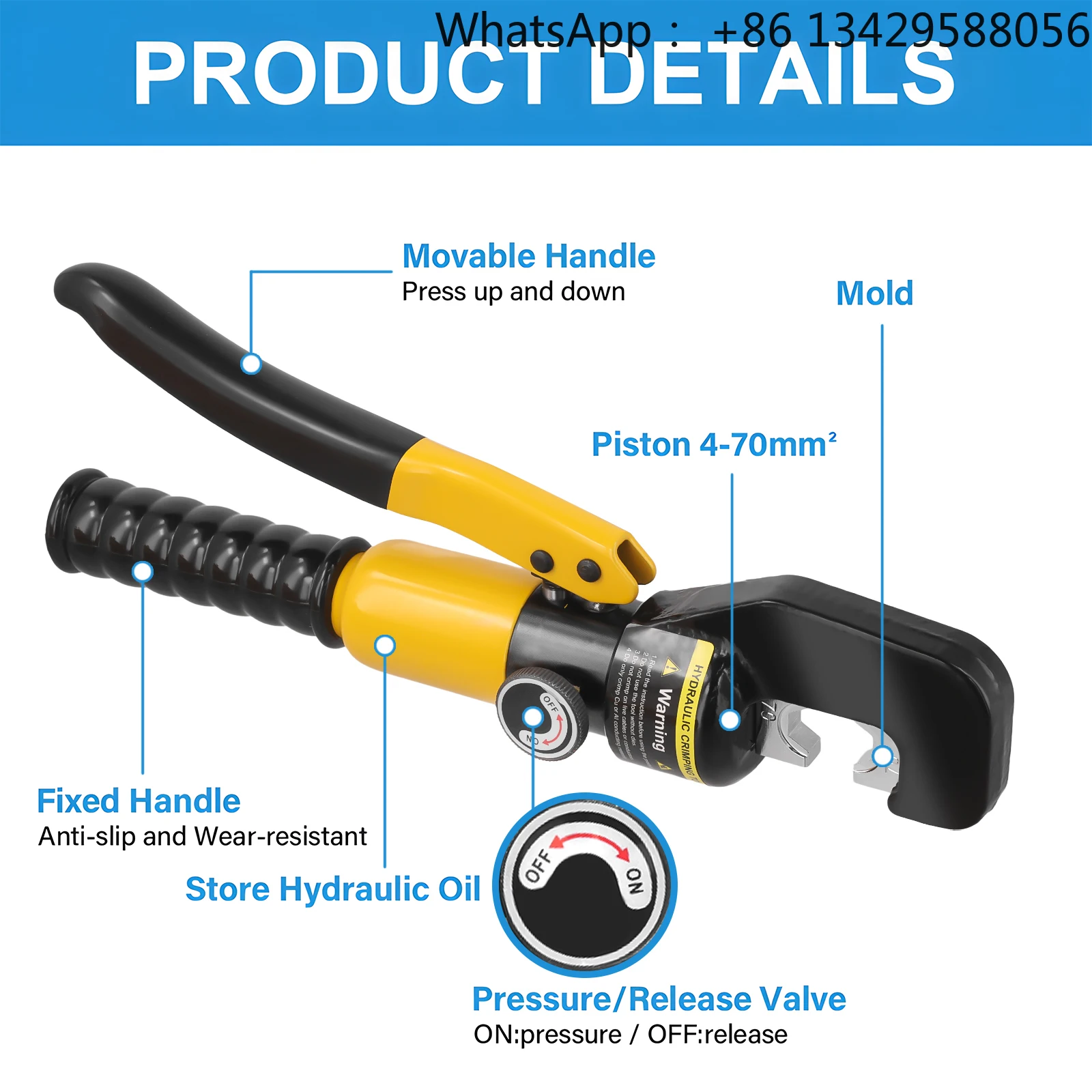 

Alicates prensado Podofo 4/6/10/16/25/35/50/70mm 2 abrazaras hidráulicas herramienta prensado prensa hidráulica para