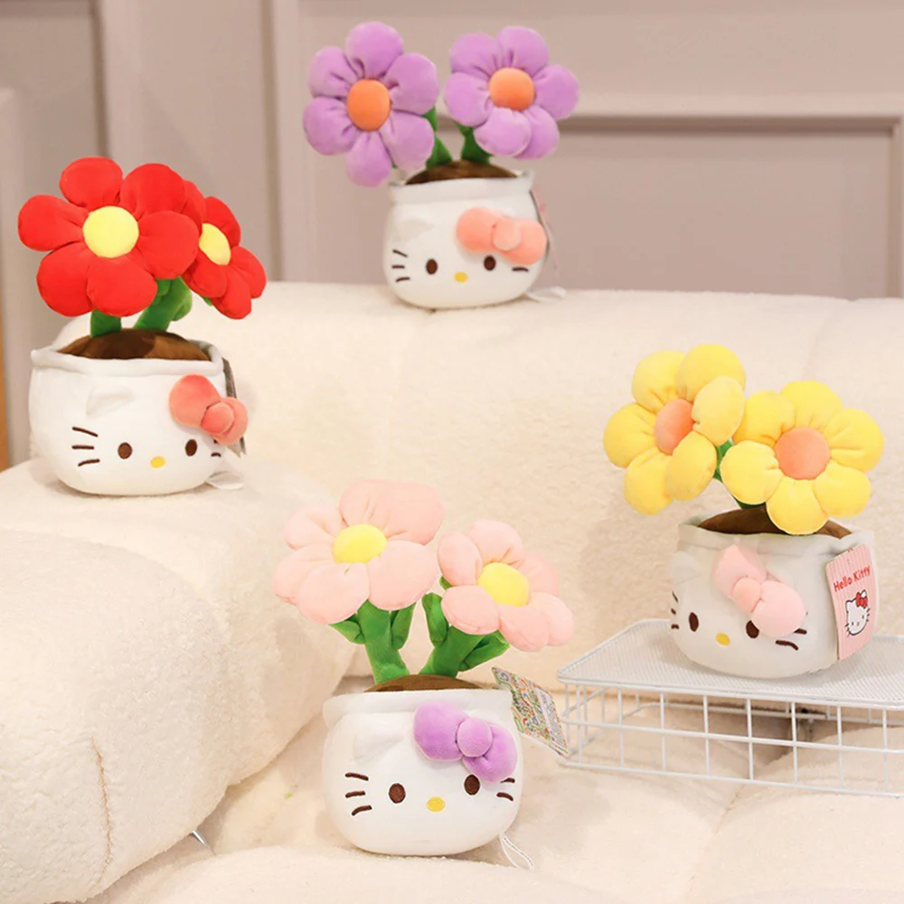 新しいサンリオのかわいい鉢植えハローキティぬいぐるみブーケ、室内デスクトップオーナメント