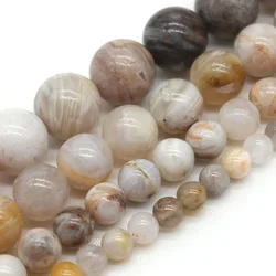 Natural Stone Bamboo Leaf Carnelian Agates Onyx Round Loose Spacer Beads For Jewelry Making DIY Bracelet Necklace 4/6/8/10/12MM