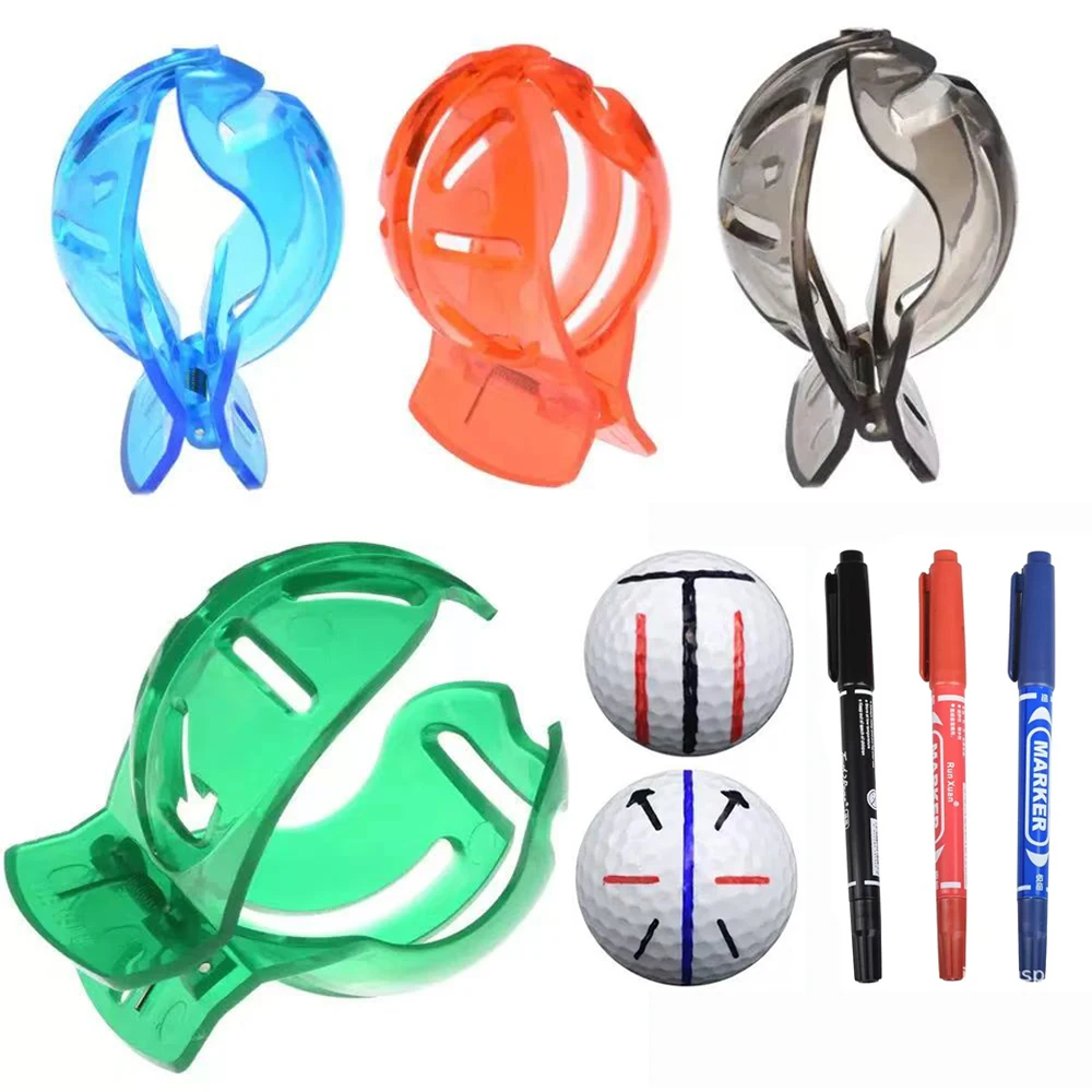 Golf Ball Line Liner with 3 Marker Pens Alignment Putting Tool Ball Marking Scribe And Drawing Stencil Golf Training Accessories