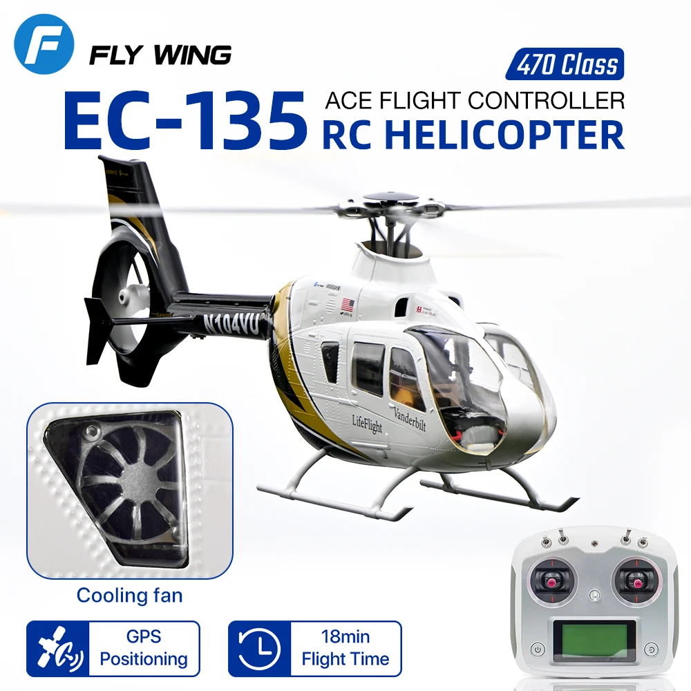 FLYWING EC‑135 RC Helicopter 470‑Level Scale ACE Flight Controller with M10 GPS ATT Self‑Stabilization 18‑Min Flight Helicopter