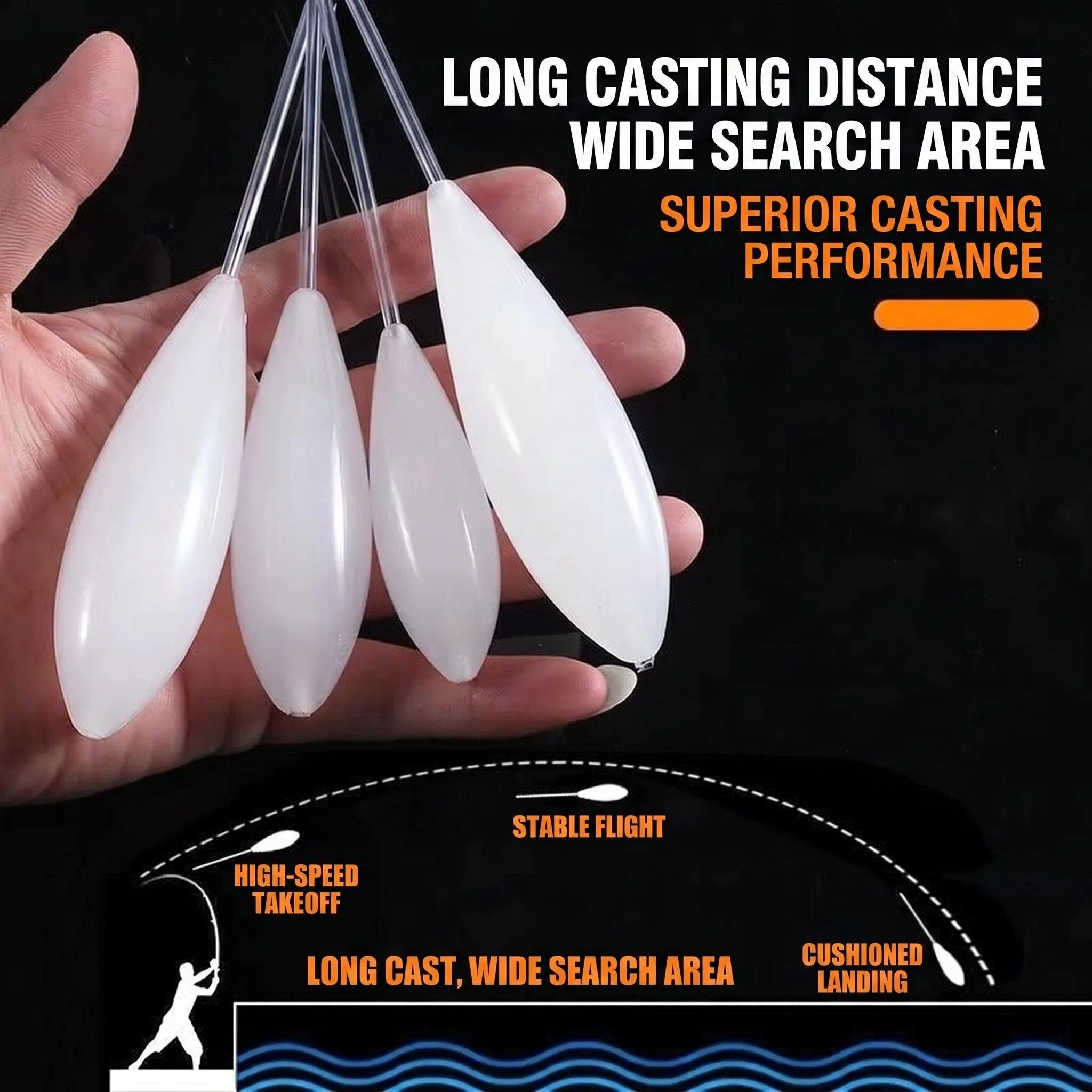 Fishing Float Upward Bobber Slow Sinking Assist or Floating Water Throwing Aid Fishing Bobber Carp Sea Lure Tackle 1Pc 4.5g-15g